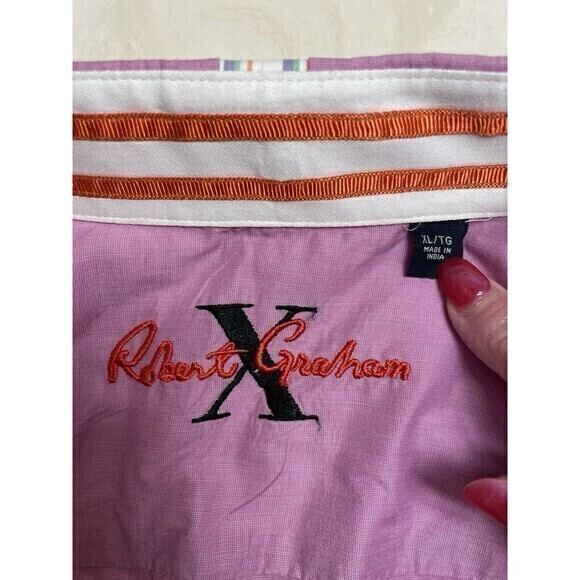 Robert Graham X Button Down Shirt Pink Men’s Size XL - Picture 3 of 9